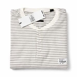 Good Counsel Wanzer Mens Henley Shirt Long Sleeve Striped White Black 8XL New